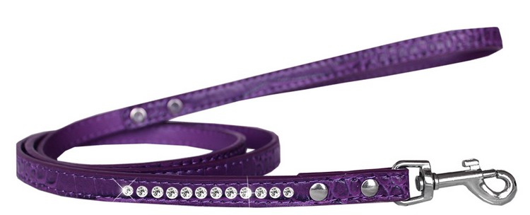 Clear Jewel Croc Leash Purple 1/2'' wide x 6' long